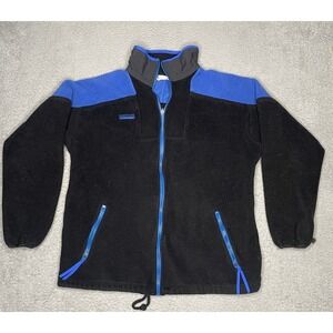Vintage Columbia Fleece‎ Jacket Mens Large Blue Black Full Zip Made in USA